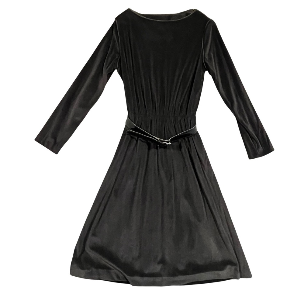 Vintage‎ Sears Black Velvet Dress Women's Size 12 Long Sleeve Fit Flare